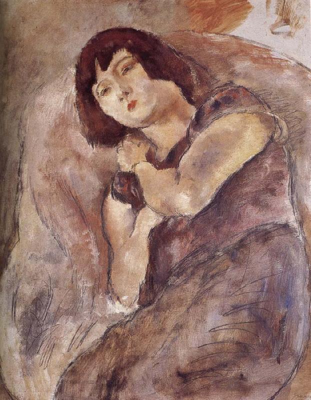 Jules Pascin Lucy wearing the purple oil painting image